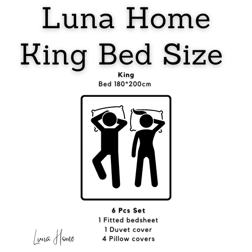 Premium King size Plain white striped design, bedding set of 6 pieces without filler - BusDeals