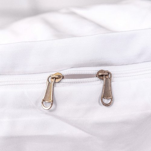 Premium King size Plain white striped design, bedding set of 6 pieces without filler - BusDeals