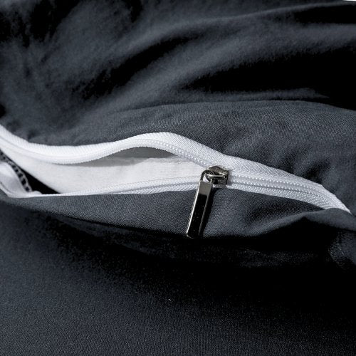 Premium Queen/Double size 6 pieces Bedding Set without filler, Plain Black Color - BusDeals