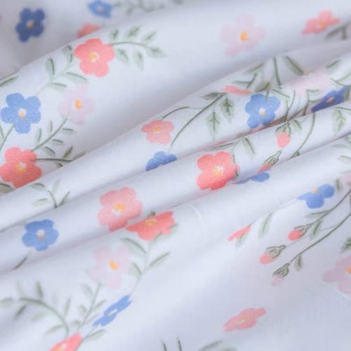 Premium Single size 4 Pieces Retro Style with Candy Pink Color Bedsheet Postoral Printed Bedding Set without filler. - BusDeals