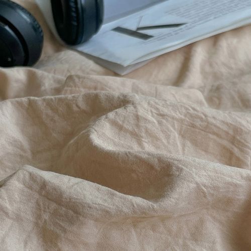 Queen Size 6 Pieces Bedding set, Washable Cotton Dark Beige Color. - BusDeals