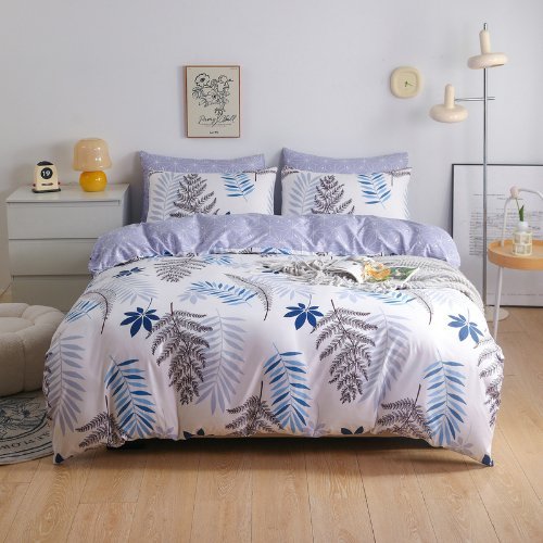 Queen size 6 pieces, Reversible Duvet Cover Set, with a Lovely Leaf Design. - BusDeals