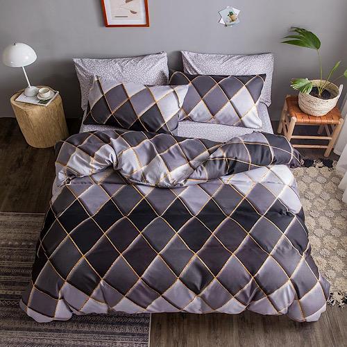 Queen/Double size 6 pieces Bedding Set without filler ,Rhombs Design - BusDeals