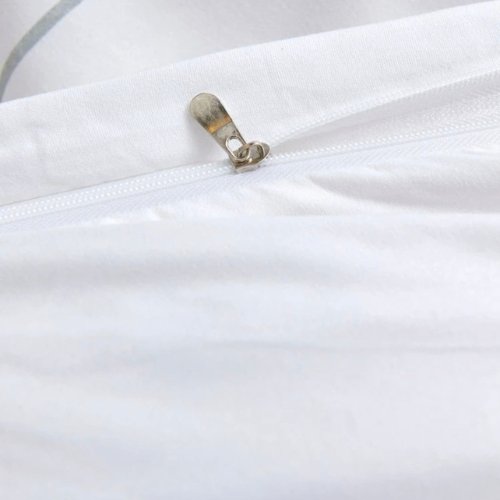 Queen/Double Size 6 Pieces Bedding Set Without Filler, White Color Simple Elegant Design - BusDeals