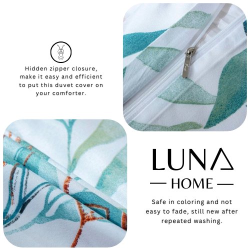 Queen/Double size 6 pieces Without filler, Leaves design pearl white color, Bedding Set - BusDeals