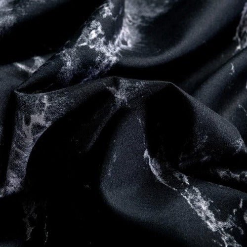 Queen/Double size bedding set of 6 pieces, Black marble design. - BusDeals