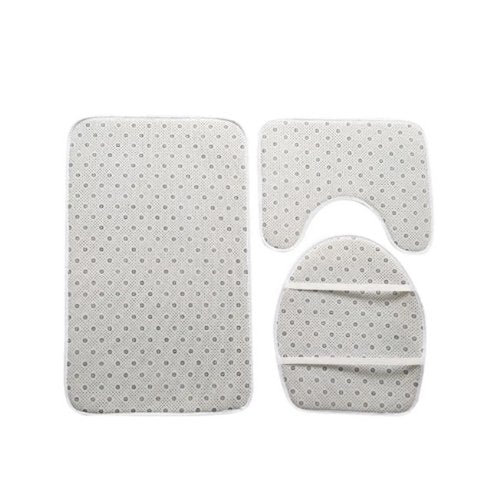 Set of 3pcs Bathroom Bath Mat Anti Slip, Beach Shelves Design - BusDeals