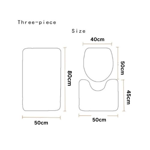 Set of 3pcs Bathroom Bath Mat Anti Slip, Beach Shelves Design - BusDeals