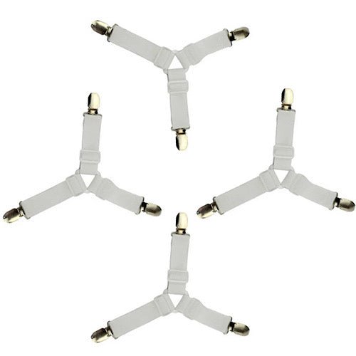 Sheet clip 4 pieces elastic band, white color. - BusDeals