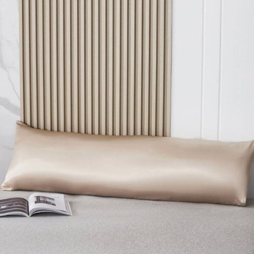 Silky Satin, 1-Piece Pillow Cover Case, Plain Beige. - BusDeals