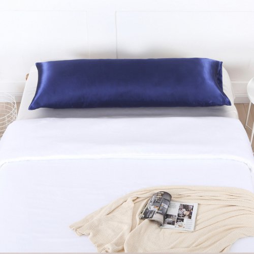 Silky Satin, 1-Piece Pillow Cover Case, Plain Navy Blue. - BusDeals