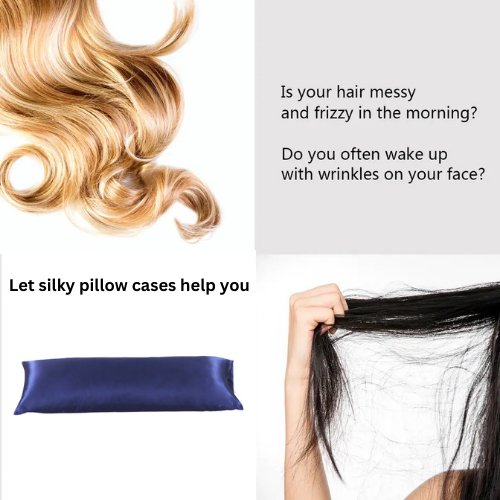 Silky Satin, 1-Piece Pillow Cover Case, Plain Navy Blue. - BusDeals