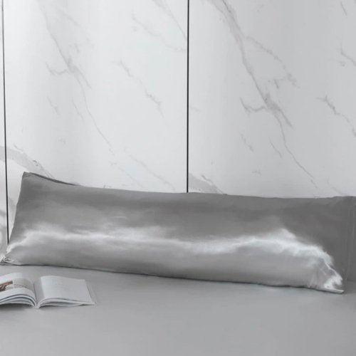 Silky Satin, 1-Piece Pillow Cover Case, Plain Silver Color. - BusDeals