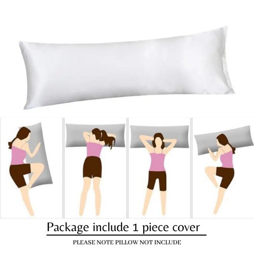 Silky Satin, 1-Piece Pillow Cover Case, Plain White Color. - BusDeals