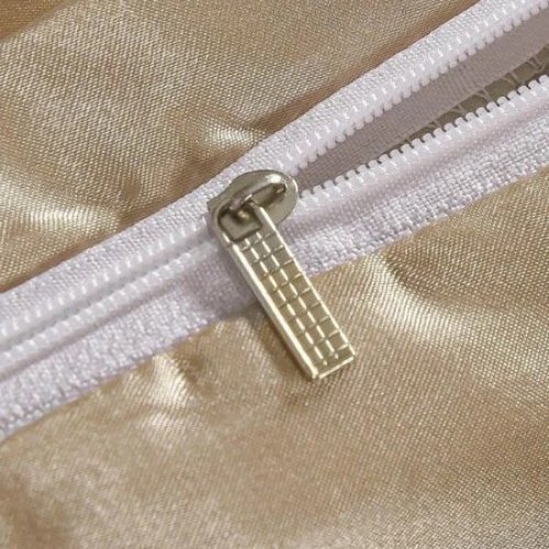 Silky Satin, King Size 6-Piece Bedding Set, Plain Beige Color. - BusDeals