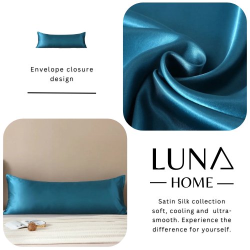 Silky Satin, Pillow Cover Case, Plain Yale Blue Color Design. - BusDeals