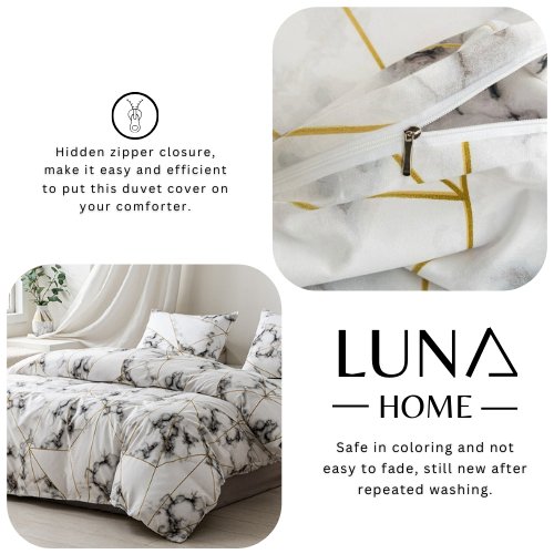 Single size 4 pieces Bedding Set without filler, Geometric Marble Design - BusDeals