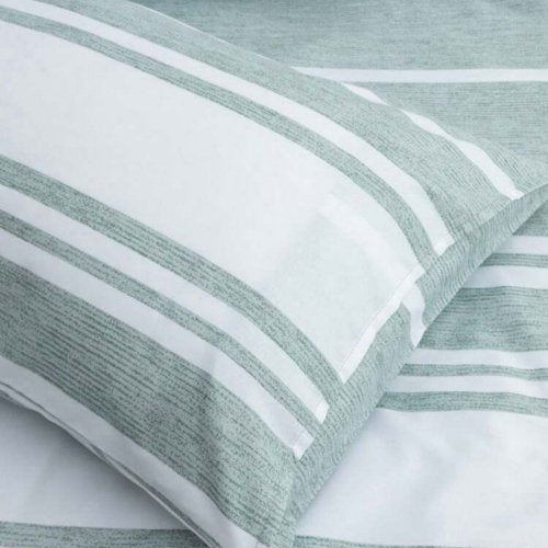 Single Size 4 pieces Green Stripe Design Duvet cover set. - BusDeals