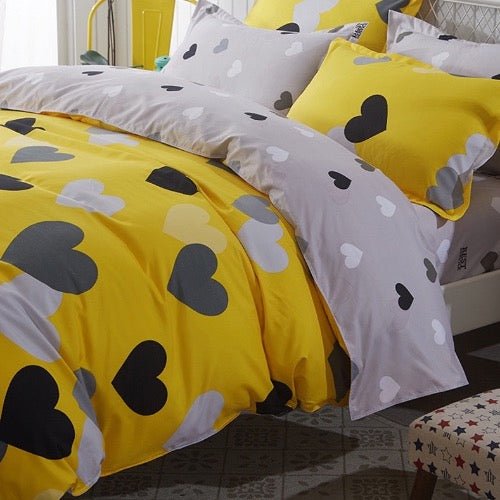 Single Size 4 pieces, Hearts Design. - BusDeals