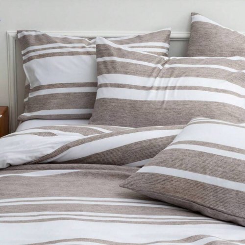 Single Size 4 pieces, Light Brown Stripe Design Bedding set. - BusDeals