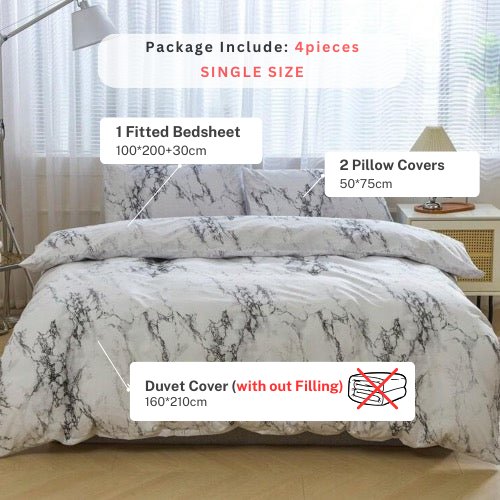 Single size 4 pieces, marble design. - BusDeals