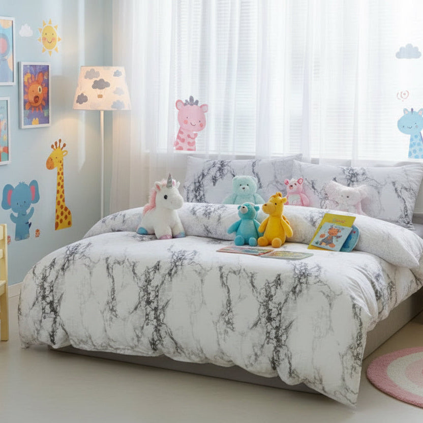 Single size 4 pieces, marble design. - BusDeals