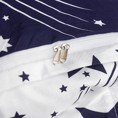 Single size 4 Pieces Reversible Navy Blue Sky Stars Fall Design, Duvet cover without filler. - BusDeals