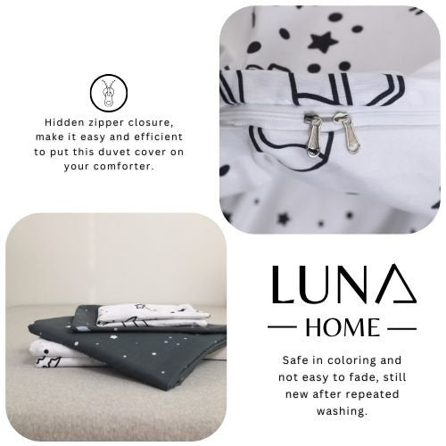 Single size 4 pieces, white with black space print. - BusDeals