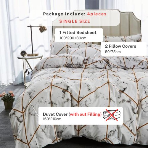 Single size 4 pieces without filler, marble design. - BusDeals