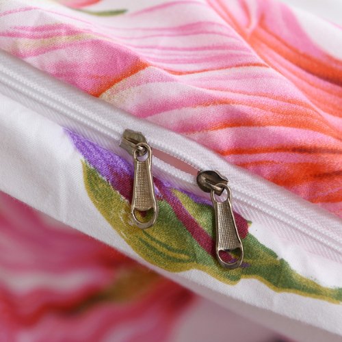 Single Size Bedding Set 4 Pieces Without Filler, Pink floral design, Bedding Set - BusDeals