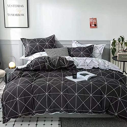 Single size bedding set of 4 pieces, geometric design. - BusDeals