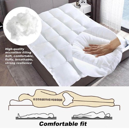Single Size Mattress Topper 90*200+8cm, Super Soft White Protector Pad, Vacuum packed. - BusDeals