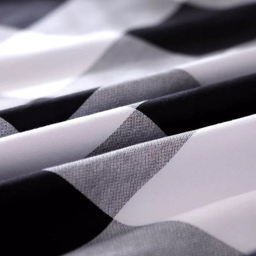 Single Size Without Filler 4 Pieces, Checkered Design, Bedding Set - BusDeals
