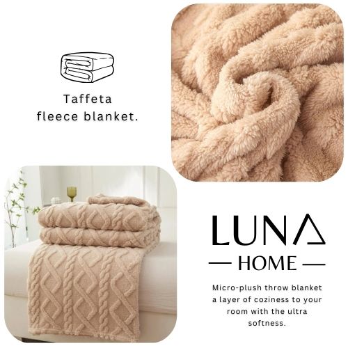 Taffeta fleece blanket super soft caramel color. - BusDeals