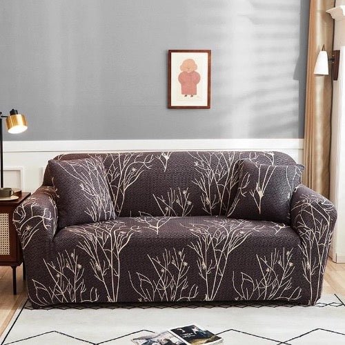 Three Seater Sofa Cover Brown Color, Tree Design. - BusDeals