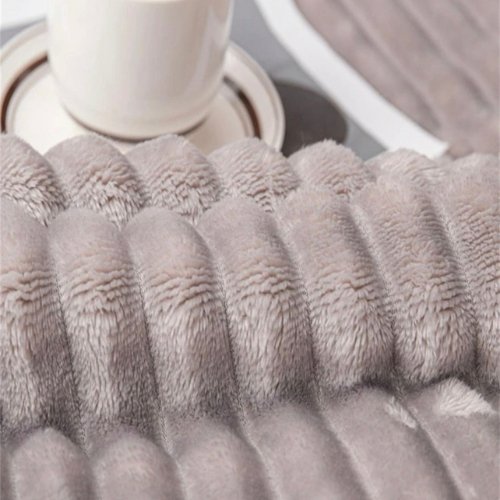 Throw Striped Blanket Super Soft, Light Gray Color. - BusDeals