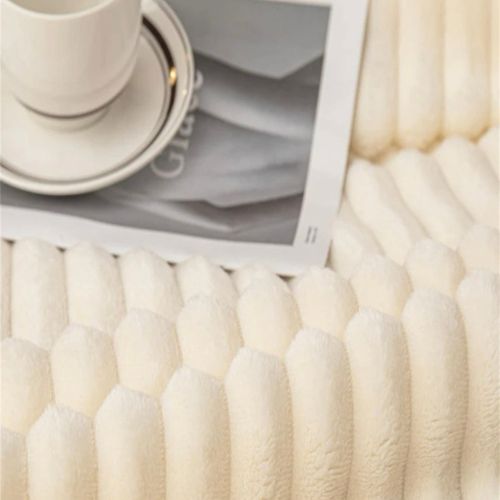 Throw Striped Blanket Super Soft, White Color. - BusDeals