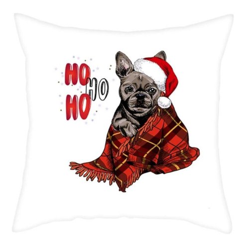 Trendy cute dog with santa hat print, Decorative cushion cover - BusDeals