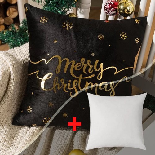Trendy snowflakes gold christmas design, Decorative cushion cover - BusDeals
