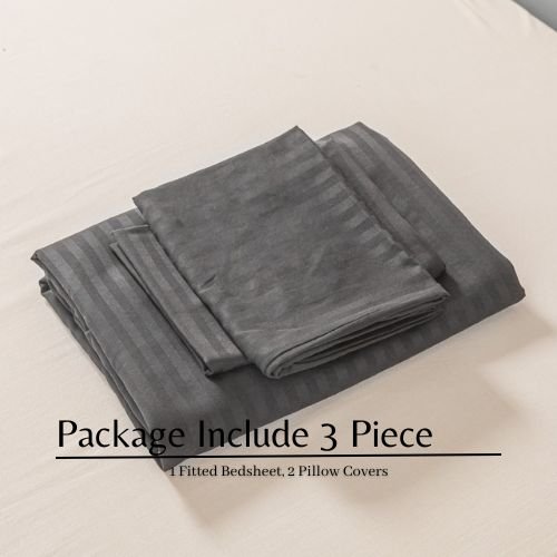 Variance Size 3 Piece Set, Bedsheet with 2 Pillow Cases, Black Color - BusDeals