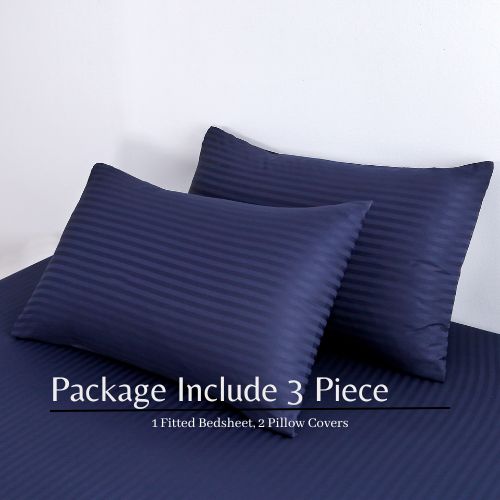 Variance Size 3 Piece Set, Bedsheet with 2 Pillow Cases, Dark Blue Color - BusDeals