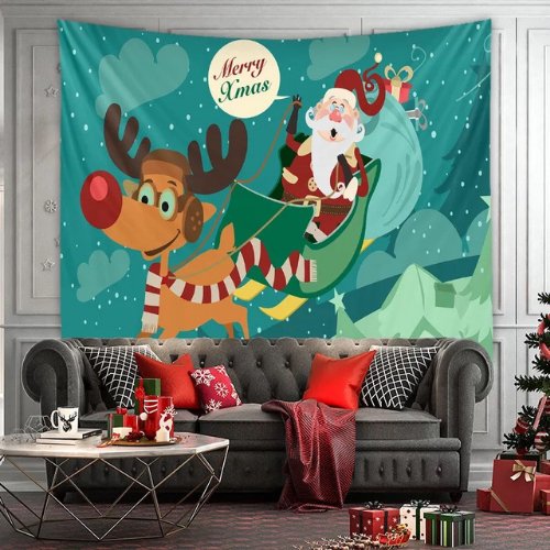 Wall hanging tapestry home decor , Santa claus and deer design - BusDeals