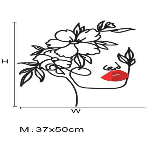 Wall Mirror Black Flower Lady With Red Lipstick, Deco For Room. - BusDeals