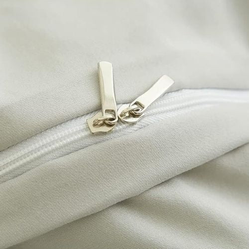 Washable Cotton 6 Piece King Size Duvet Cover Plain Design, Plain Light Gray Color. - BusDeals