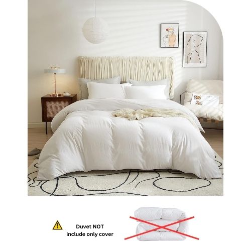 Washable Cotton 6 Piece King Size Duvet Cover Plain Design, Plain Off White. - BusDeals