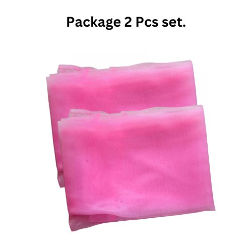 Window sheer, pink color set of 2 pieces. - BusDeals