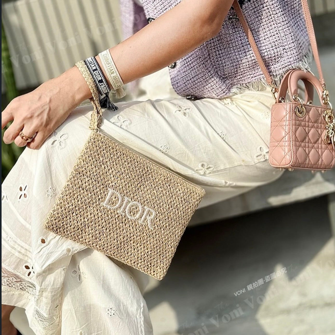 Dior Beauty Summer Counter Gift Raffia Cosmetic Clutch, Beige