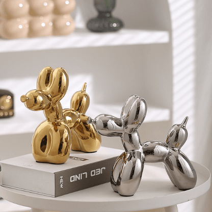 1 Piece Gold Balloon Dog Statue Decoration Ornament, 18x22 cm. - BusDeals