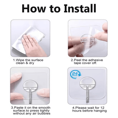 10 pieces set Transparent Adhesive Wall Hooks - BusDeals