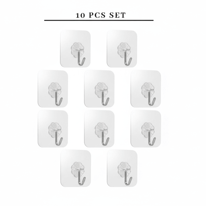 10 pieces set Transparent Adhesive Wall Hooks - BusDeals